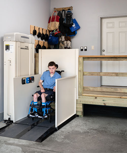 Vertical lifts allow you to gain access to a home a porch lift can offer you
                full access to your home without the burden of transferring out
                of your powerchair, wheelchair or scooter.