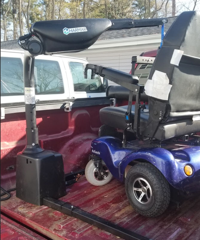Safely secure and protect power chairs,
            scooters or manual wheelchairs inside the cargo area of a vehicle
            with an interior vehicle lift.